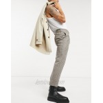 DESIGN tapered smart pants in plaid with double pleat
