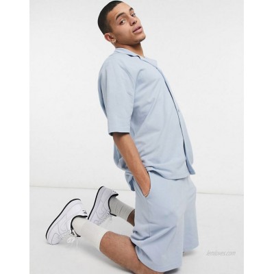 COLLUSION oversized jersey shirt, shorts & sweatpants in light blue pique fabric  