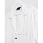 DESIGN muscle viscose shirt with low revere in white