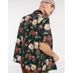 DESIGN regular camp collar floral shirt with tipping edge detail