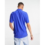 DESIGN regular fit viscose shirt with low revere collar in bright blue