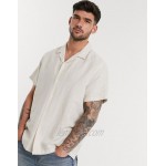 DESIGN relaxed fit linen shirt with revere collar in ecru