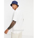 DESIGN relaxed fit linen shirt with revere collar in white