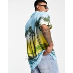 DESIGN relaxed fit longline shirt in tropical scenic print