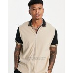 DESIGN relaxed jersey shirt with contrast sleeves