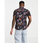 DESIGN slim fit shirt in dark base floral - part of a set