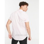 DESIGN stretch slim fit shirt with in pink