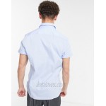 DESIGN stretch slim fit work shirt in blue