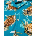 DESIGN Tall relaxed revere shirt in pineapple viscose print