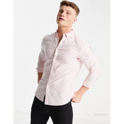 Farah Brewer slim fit organic cotton oxford shirt in pink  