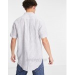 Gant short sleeve stripe linen regular fit shirt in white