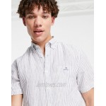 Gant short sleeve stripe linen regular fit shirt in white