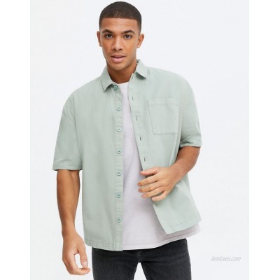 New Look short sleeve boxy shirt in mid blue  