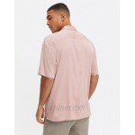 New Look short sleeve oversized satin shirt in pink