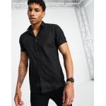 New look short sleeve poplin shirt in black