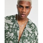 Pull&Bear shirt with tattoo print in green