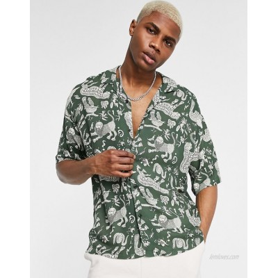 Pull&Bear shirt with tattoo print in green  