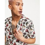 Twisted Tailor revere collar shirt with tattoo print in white