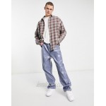 COLLUSION drop shoulder oversized shirt in brown check
