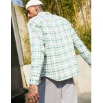 DESIGN 90s oversized check shirt in green brushed flannel