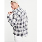 DESIGN 90s oversized check shirt in white and pink