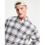 DESIGN 90s oversized check shirt in white and pink
