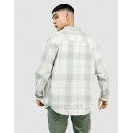DESIGN 90s oversized plaid shirt in white and green tartan