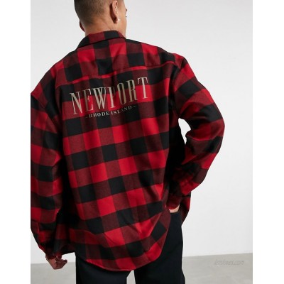  DESIGN 90s oversized plaid shirt with city placement back print  