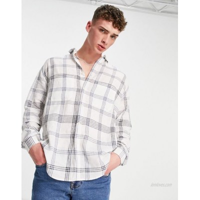  DESIGN 90s oversized shirt in lightweight linen window check  