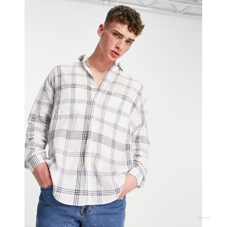 DESIGN 90s oversized shirt in lightweight linen window check