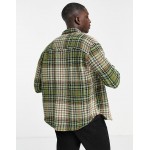 DESIGN 90s oversized textured check in green with chest pockets