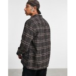 DESIGN overshirt in brown heritage check with patch pockets