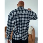 Good For Nothing oversized 90s flannel shirt in black