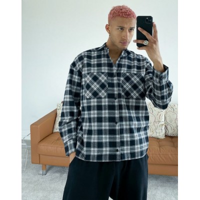 Good For Nothing oversized 90s flannel shirt in black  