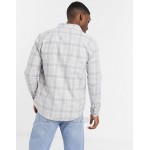 New Look long sleeve checked shirt in light gray