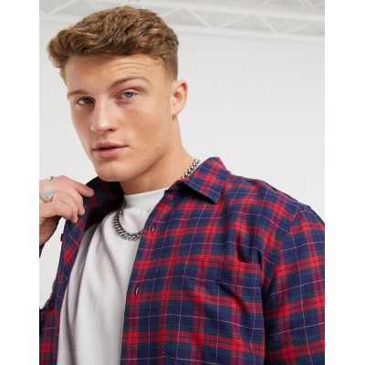 New Look plaid shirt in red and navy  