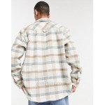 Pull&Bear brushed plaid shirt in beige