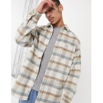 Pull&Bear brushed plaid shirt in beige