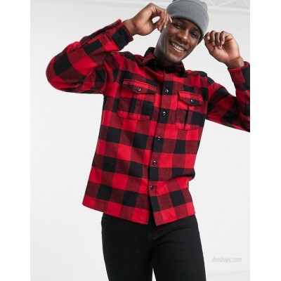 Selected Homme buffalo check overshirt in red  