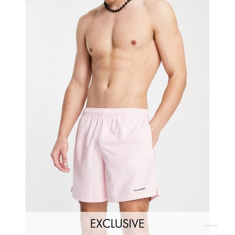 COLLUSION swim shorts in pastel pink