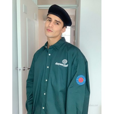  Daysocial super oversized green utility shirt with badge detail  