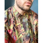 DESIGN 90s oversized vintage abstract print shirt in green