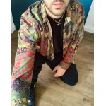 DESIGN 90s oversized vintage abstract print shirt in green