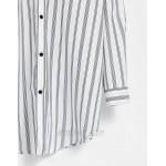 DESIGN extreme oversized poplin print shirt in retro stripe