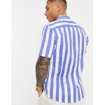 DESIGN oxford skinny fit stripe shirt in blue