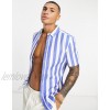  DESIGN oxford skinny fit stripe shirt in blue  