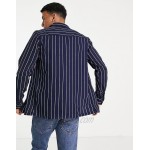 DESIGN regular fit shirt in navy stripe
