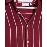 DESIGN regular fit viscose stripe shirt in burgundy