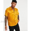  DESIGN relaxed fit satin jaquard shirt in orange checkerboard  