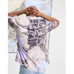 DESIGN relaxed fit smudged scribble print shirt in lilac
